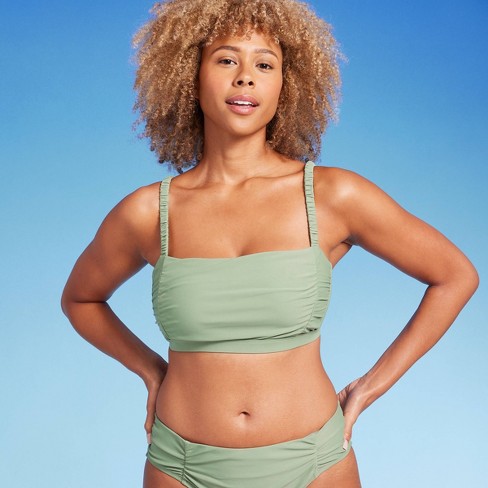 Women's Shirred Longline Bikini Top - Shade & Shore™ Green L : Target