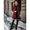 Allegra K Women's Buffalo Checks Winter Peter Pan Collar Long Plaid Coat - 3 of 4