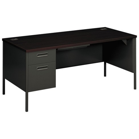 Hon Metro Classic Left Pedestal Desk 66w X 30d Mahogany Charcoal