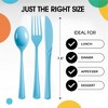 Exquisite Solid Color Plastic Utensil Cutlery Set Forks Spoons Knives- 150 Pack - 4 of 4