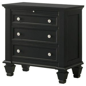 NicBex Nightstand with Pull Out Tray and 3 Drawers Farmhouse Bedside Table with Wood Legs for Bedroom,Living Room - 1 of 4