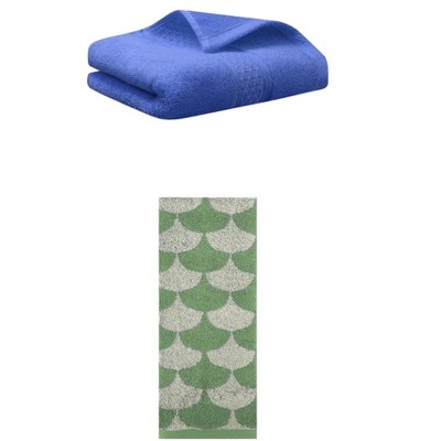 REGALWOVEN Geometric Absorbent Soft Bathroom Cotton Hand Towels 13" x 30"/13" x 29" 2 Packs