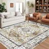 Vintage Floral Distressed Printed Area Rug Low Pile Machine Washable Stain Resistant Non Shedding Non Slip Pet Friendly Floor Mat - 2 of 4