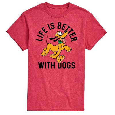 Men s Disney Pluto Life Is Better With Dogs Short Sleeve Graphic T shirt Target