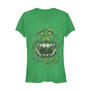 Juniors Womens Ghostbusters Slimer Drip Face T-Shirt - 1 of 3
