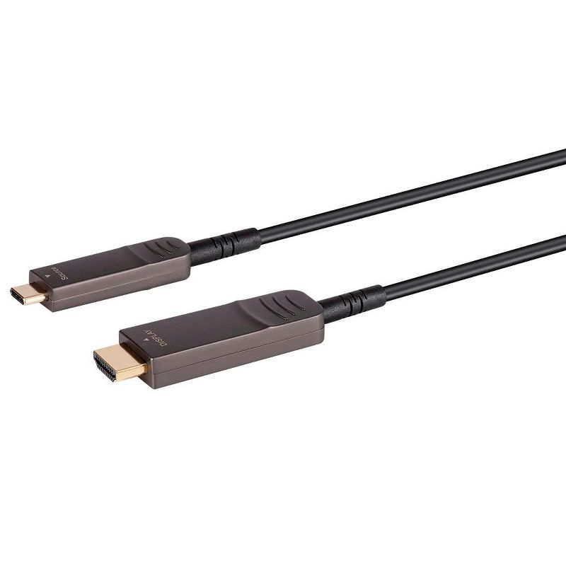 Monoprice USB 3.1 Type-C to HDMI Video Cable - 50 Feet - Black | 4K@60Hz, Fiber Optic, AOC, Transmits Up To 100 Feet, Gold Plated Connectors - SlimRun, 2 of 7
