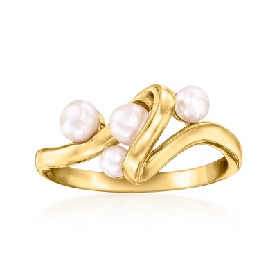 Ross-Simons 3-4.5mm Cultured Pearl Swirl Ring in 18kt Gold Over Sterling
