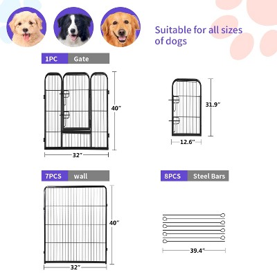 Heavy Duty Black Metal Pet Playpen with Door