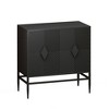 Airsurfer 31.50" Modern 2 Door Wooden Storage Cabinet Accent Cabinet with Metal Leg,Two-tier Storage, for Living Room,Entryway and Dining Room,Black - 2 of 4