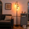 Costway Freestanding Floor Lamp Retro Floor Lamp w/3-Head Hanging Amber Glass Shade - 3 of 4