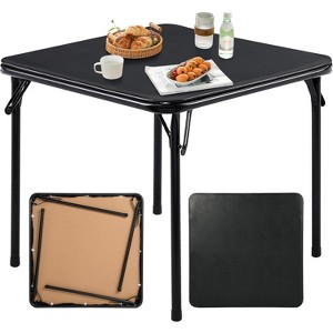FurnitureR Folding Dining Table with Collapsible Legs for Portability and Storage, 31.5-Inch Foldable Square Card Table, PVC Tabletop, Metal Frame - 1 of 4