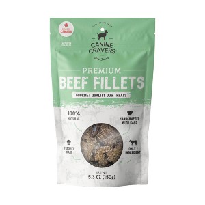 Canine Cravers Single Ingredient Air Dried Dog Treats – Premium Beef Fillets - 5.3 oz Pouch - 1 of 4
