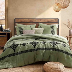 7 Pieces Boho Embroidered Farmhouse Bed in a Bag Comforter Set for All Season - 1 of 4
