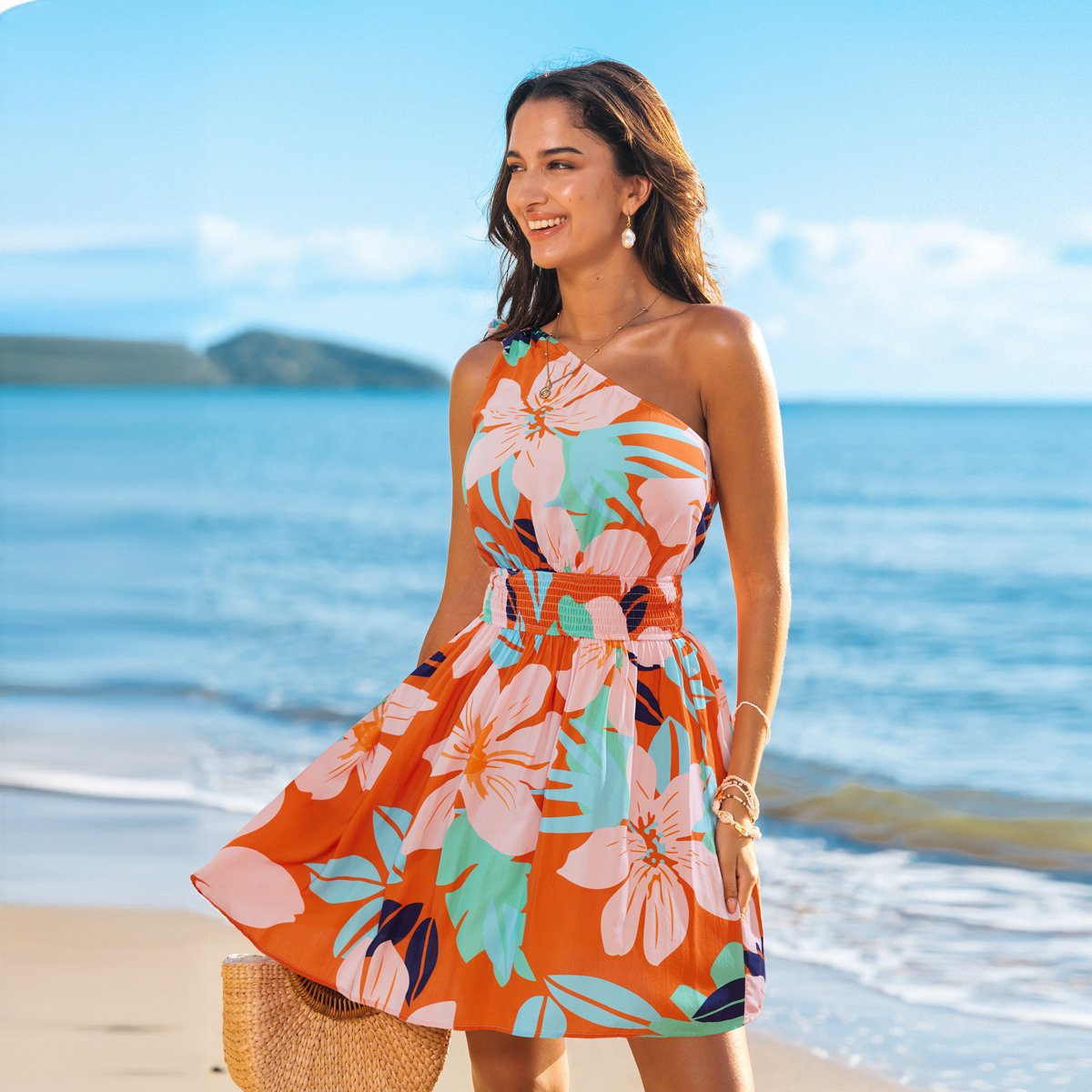 Женские платья Cupshe Women's Vibrant Tropical Floral Print Beach Dress-M-Red — фото 2