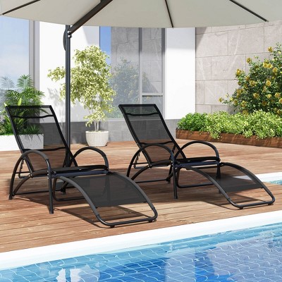 Black Aluminum 2-in-1 Outdoor Rocking and Lounge Chair