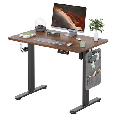 GlasFlength Desk, Standing Desk with Splicing Board, Adjustable Height for Study Room, Game Room, Office, Black, 100"*60"*71"