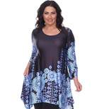 Women's Plus Size 3/4 Sleeve Printed Rella Tunic Top with Pockets - White Mark