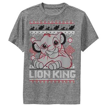 Boy's Lion King Simba Ugly Christmas Sweater Print Performance Tee