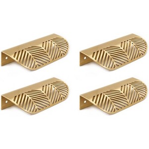 attop Solid Brass Cabinet Handles Brushed Gold Leaf Knobs and Pulls for Dresser Drawer Handles Edge Pulls,4-5/8"(117mm) Overall Length,4Pcs - 1 of 4
