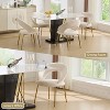 MAYEERTY Velvet Dining Chair, Curved Backrest Golden Metal Legs, Kitchen Dining Room, White - 3 of 4
