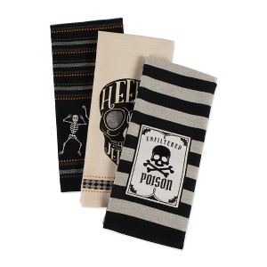DII Assorted Skeleton Embellished Dishtowel (Set of 3) : Target
