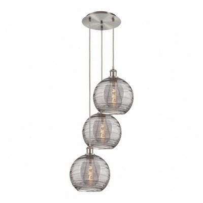 Athens Deco Swirl - 3 Light Cord Hung Multi Pendant In Industrial Style-35.63 Inches Tall and 16.5 Inches Wide