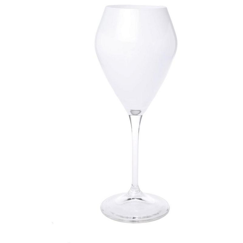 Classic Touch Set of 6 White V-Shaped Wine Glasses with Clear Stem, 1 of 5