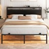 Aheaplus Queen Bed Frame with Headboard, Headboard with LED Light and USB Hub Headboads Reinforced Slat Support - 2 of 4