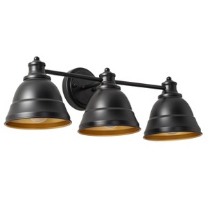 Vintage Black and Gold 3-Light Vanity Wall Lamp, Industrial Metal Fixture for Bathroom or Hallway - 1 of 4