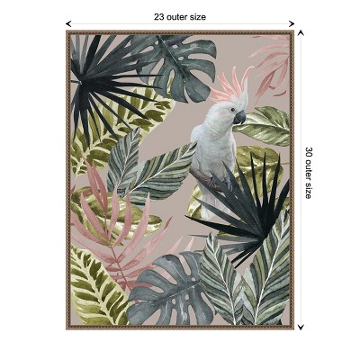 Beaded Bronze Framed Tropical Cockatoo Canvas Wall Art 23 x 30