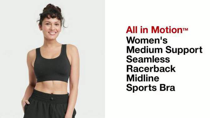 Women's Seamless Medium Support Racerback Sports Bra - All In Motion™, 2 of 8, play video