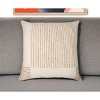 HomeRoots 24" Beige and White Check Silk Throw Pillow With Embroidery - 2 of 4