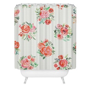 Deny Designs Ninola Design Orange Sweet Roses Bouquet Shower Curtain: Woven Polyester, Buttonhole Top, Machine Washable - 1 of 2
