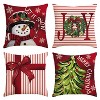 Soft Polyester Merry Christmas Let It Snow Joy Stripes Gift Box Red Throw Pillow Covers - 2 of 3