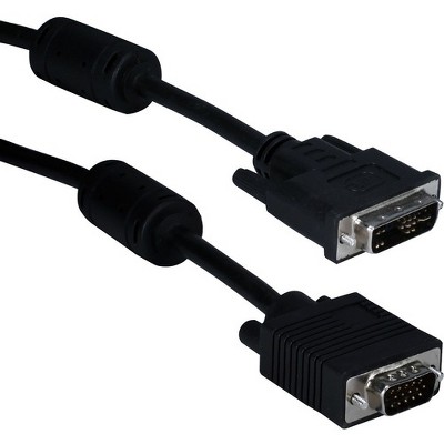 QVS DVI/VGA Cable - 6 ft DVI/VGA Video Cable for Monitor - First End: 1 x HD-15 Male VGA - Second End: 1 x DVI-I Male Video - Shielding
