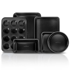 NutriChef Kitchen Oven Baking Pans - Carbon Steel, Non-Stick Black Coating Inside & Outside Bake Tray Sheet Bakeware Set (6-Pieces) - 1 of 4