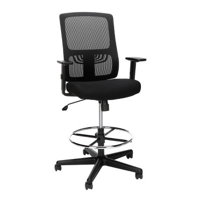 Essentials Mid Back Mesh Drafting Stool with Lumbar Support Black - OFM