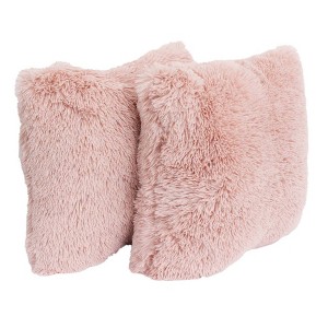 2pk Rose Smoke Chubby Faux Fur Pillow Pink - Décor Therapy