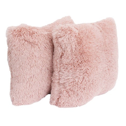 pink fluffy pillow covers