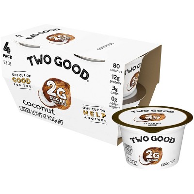 Two Good Low Fat Lower Sugar Coconut Greek Yogurt - 4ct/5.3oz Cups
