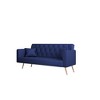 71" Velvet 2-Seater Convertible Sofa with Pillows & Golden Metal Legs - 3 of 4