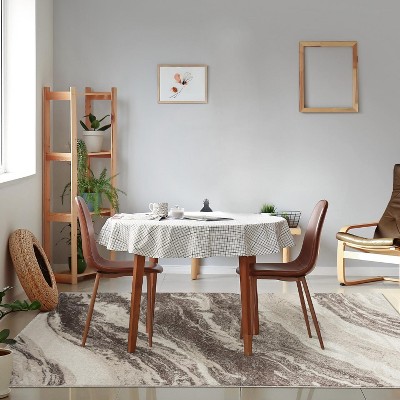 Brown and Off-White Abstract Marble 4x5 Area Rug