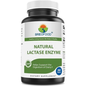 Brieofood Lactase Enzyme Pills - 3000 FCC ALU - 360 Tablets - 360 Servings - Non-GMO, Gluten Free - 1 of 3