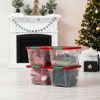 IRIS 4pk 19qt Stackable Holiday Plastic Storage Bins with Lids and Latching Buckles Clear Red - 3 of 4