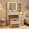 Vanity Desk with Sliding Mirror & Lights, 4 Drawers, 7 Shelves, Charging Station, Stool Included, 3 Lighting Modes, Modern Makeup Vanity, white - 4 of 4