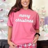 Simply Sage Market Women's Merry Christmas Bold Cursive Words Short Sleeve Garment Dyed Tee - 2 of 4