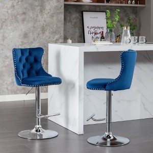 CAVINAS Set of 2 Adjustable Height Bar Stools,25-33 Inch Velvet Counter Bar Stools with Tufted Back for Dining Rooms,Kitchens Islands - 1 of 4