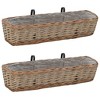 vidaXL Balcony Planter Set of 2 Brown Wicker with PE lining - 31.5" x 7.9" x 5.9" - 2 of 4