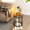 Gulches Small Industrial Side Table with Open Shelf Rustic Brown Wood Top, Black Metal Frame, 150lb Capacity, Adjustable Pads - 4 of 4