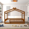 CAVINAS Full Size Wood Montessori Bed,Modern Floor Bed with House Shaped Frame and Safety Fence,Toddler Bed for Bedroom - 2 of 4